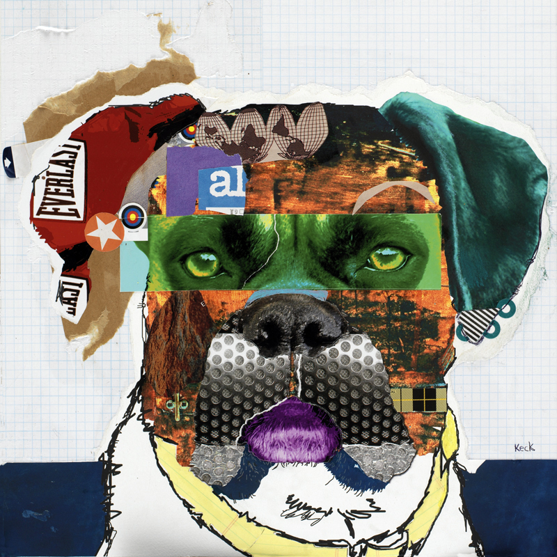 dog art boxer art collage