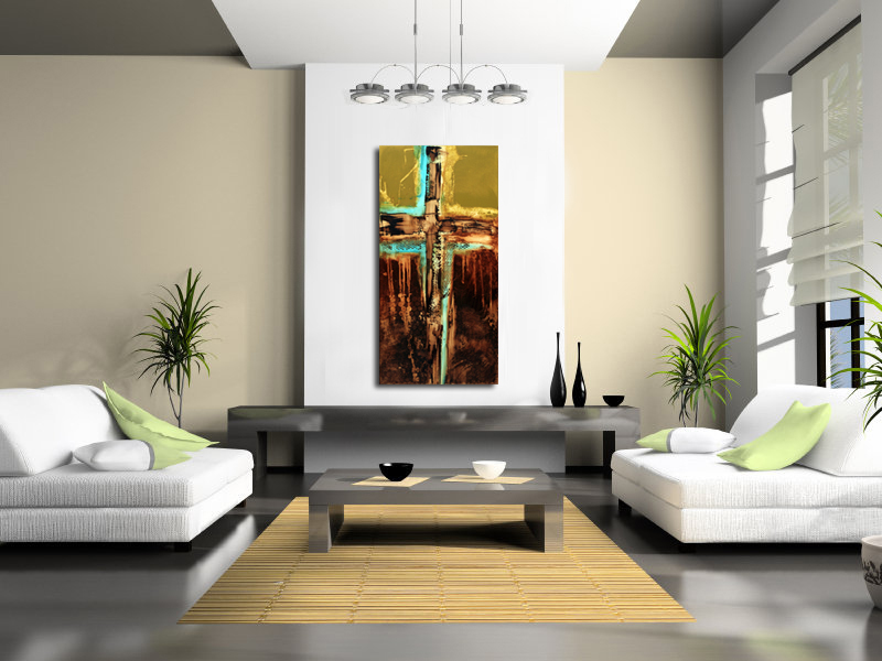 contemporary modern art room view with keck abstract art giclee print